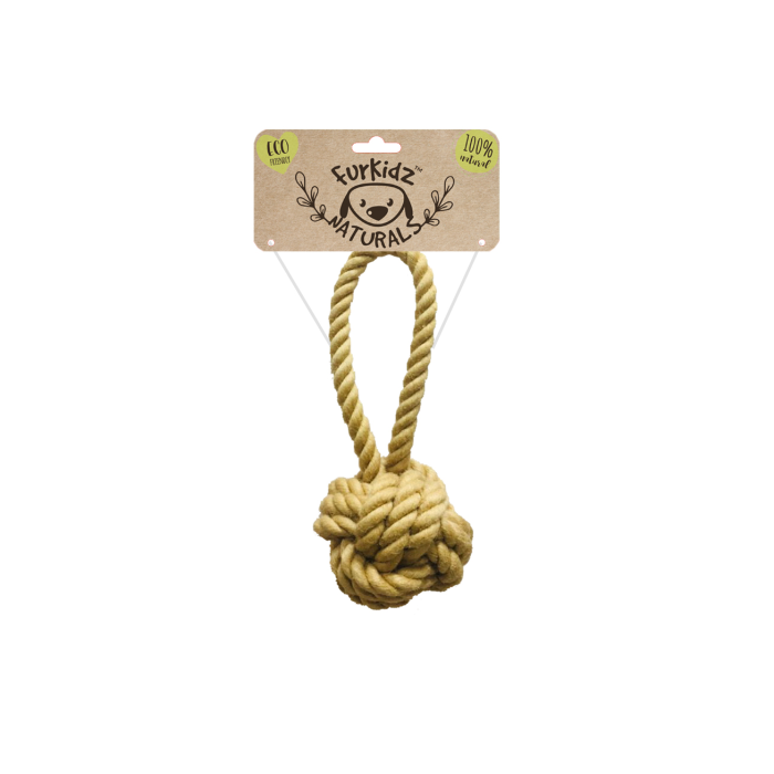 FurKidz Naturals Jute Sling Ball Toy 16CM (85-95G)