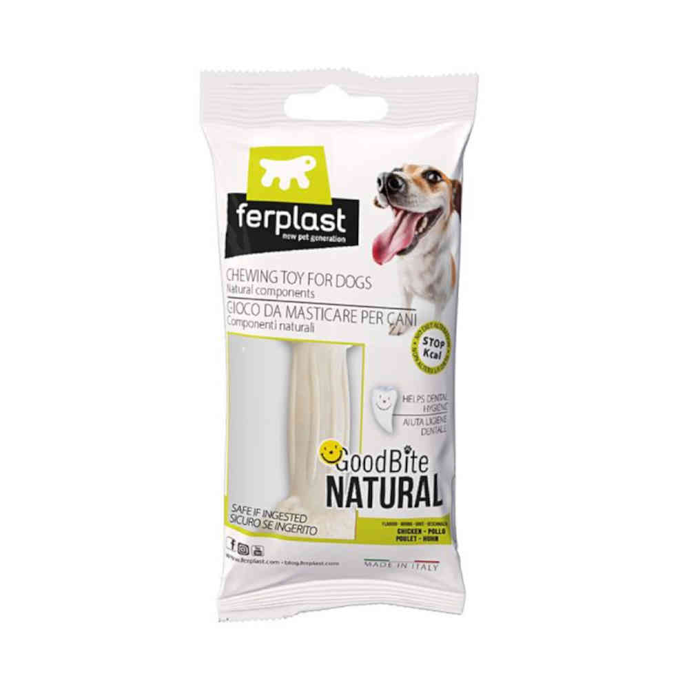 Dog chew toy packaging with 'ferplast' branding on a white background