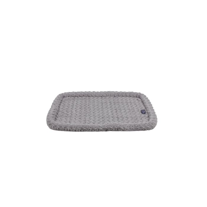 Gray textured bath mat on a white background