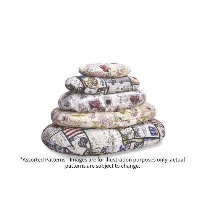 Stack of patterned pillows on a white background