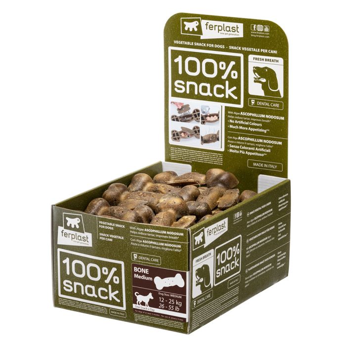 100% Snack Bone Bad Breath - Medium 45 Bulk Display Box