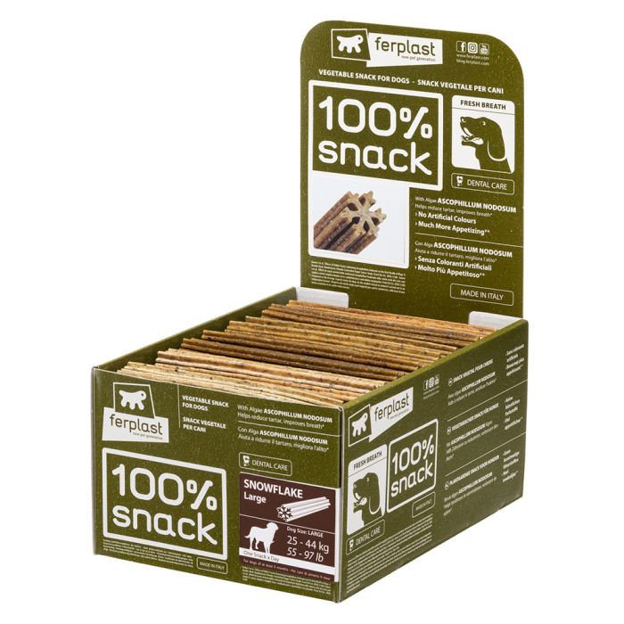 100% Snack Snowflake Stick Bad Breath - Large 50 Bulk Display Box