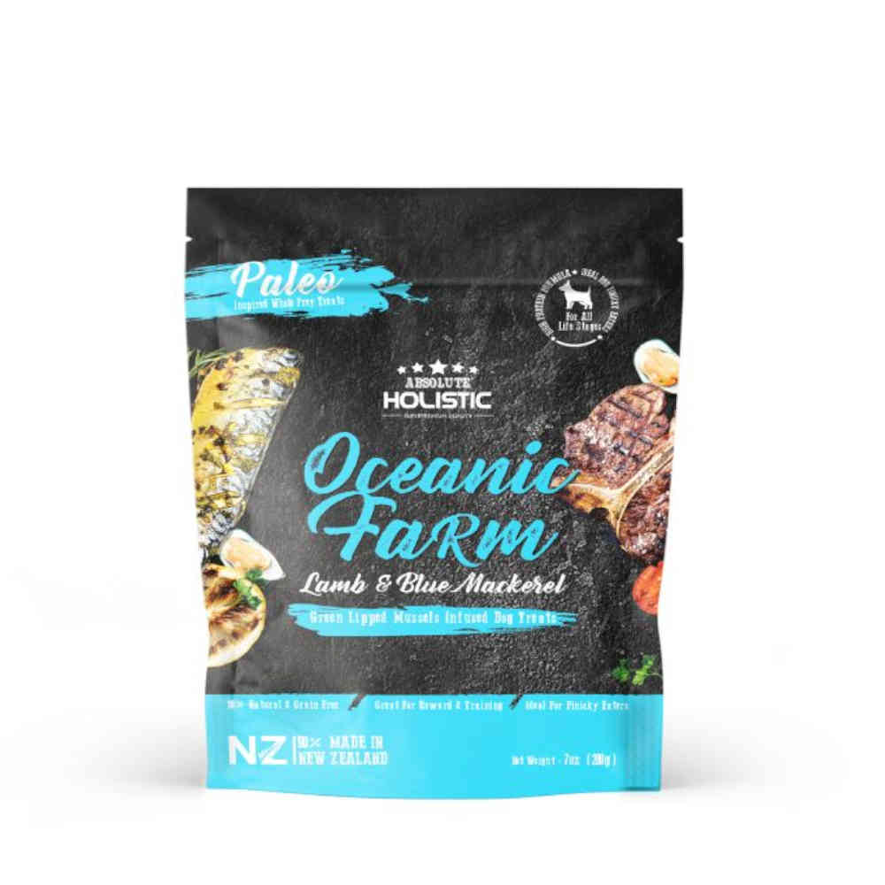 Absolute Holistic Oceanic Farm Lamb & Mackere Air Dried Dog Treats 200g