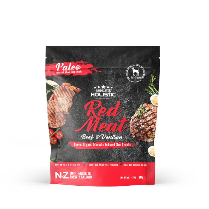 Absolute Holistic Red Meat Beef & Venison Air Dried Dog Treats 200G