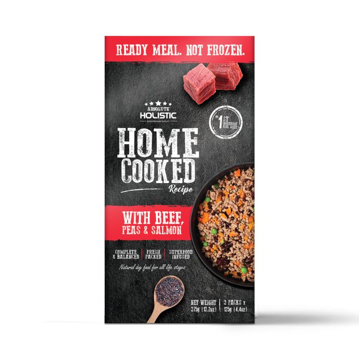 Absolute Home Cooked Recipe Beef, Peas & Salmon Packs 3x125g