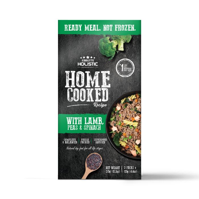 Absolute Home Cooked Recipe Lamb, Peas & Spinach Packs 3x125g
