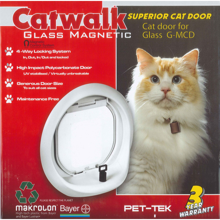 Catwalk Magnetic Cat Door for Glass (2 Collar Keys)