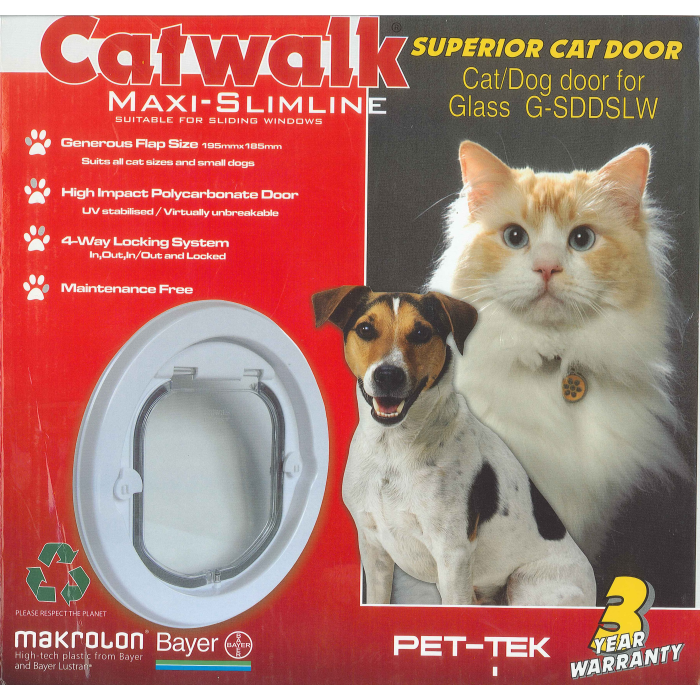Catwalk Maxi Slimline Cat Door for Glass - Large White