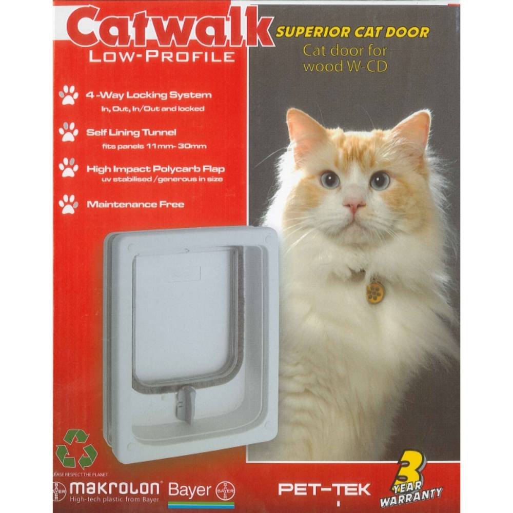 Catwalk Low Profile Cat Door for Wood White
