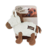 Dog toy resembling a sheep with 'all for paws' branding on a white background