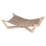 Brown hammock with wooden stand on a white background