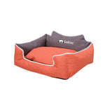 Orange and gray pet bed with 'furkidz' branding on a white background