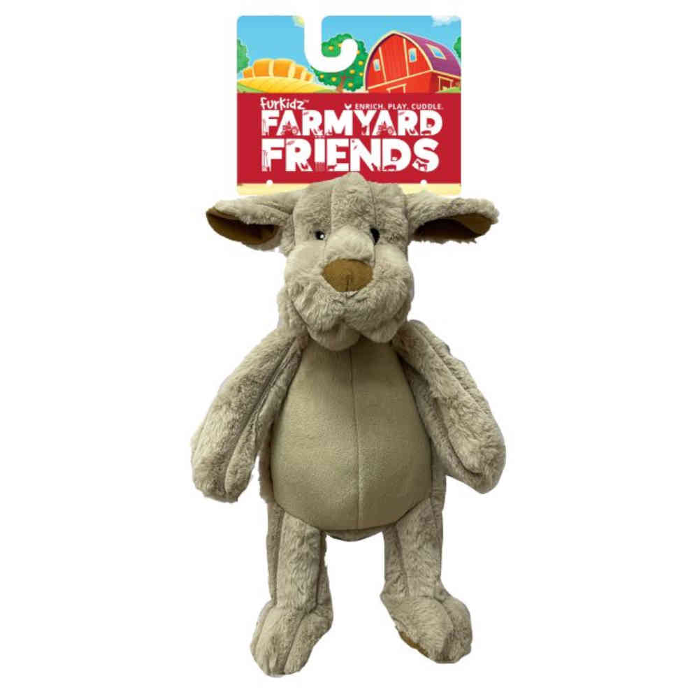 Plush donkey toy with 'Farmyard Friends' 