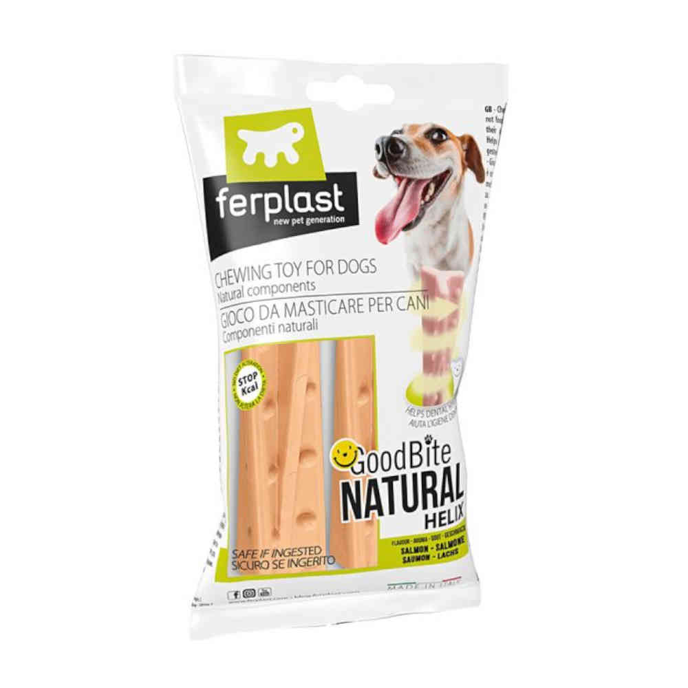 Package of ferplast GoodBite Natural Helix dog chew toy on a white background