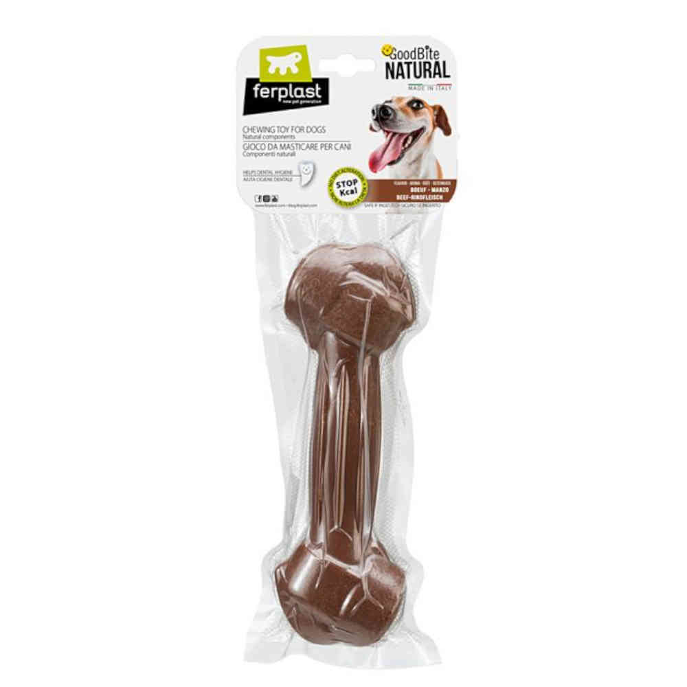 Dog chew toy in clear packaging with Ferplast branding on a white background