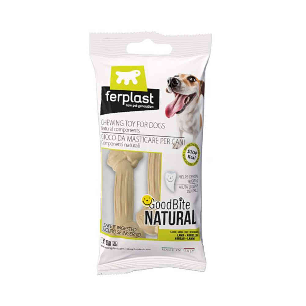 Dog chew toy packaging with 'ferplast' branding on a white background