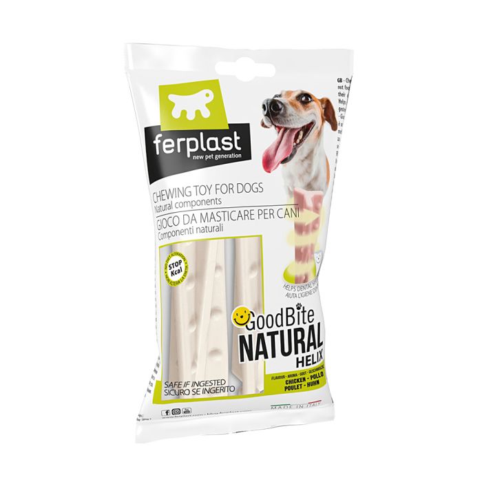 Package of ferplast GoodBite natural chew toy for dogs on a white background