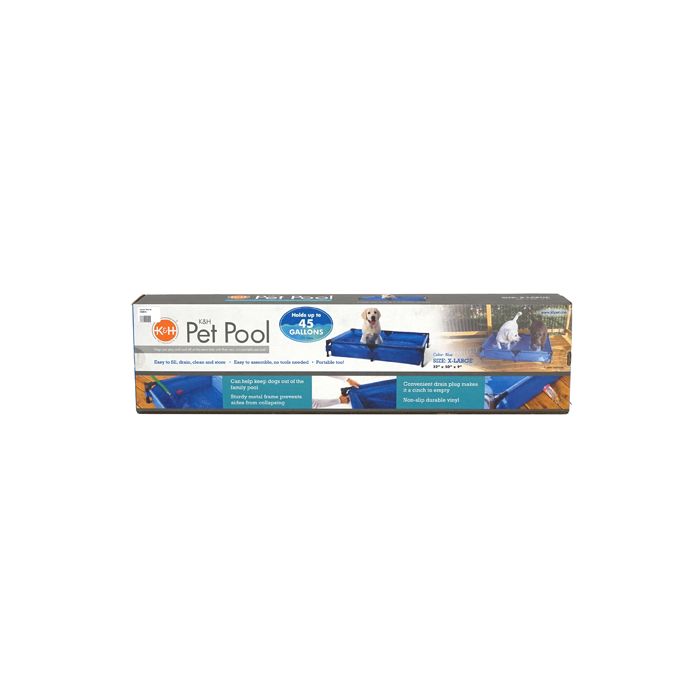 Boxed Pet Pool with images of a dog using the pool on a white background