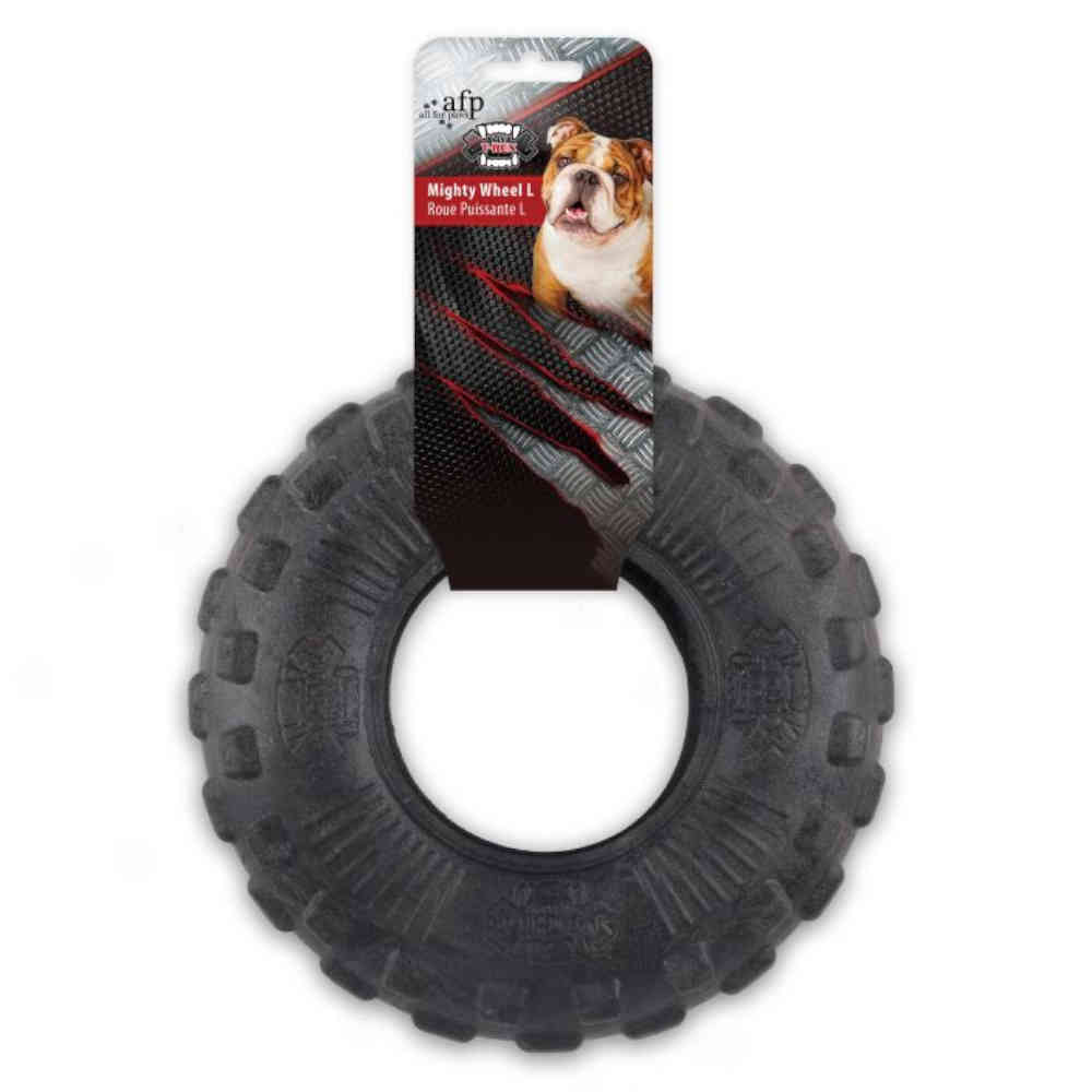 Dog toy with a tire design on a white background
