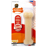 Nylabone dog chew toy packaging with a bone-shaped product on a white background