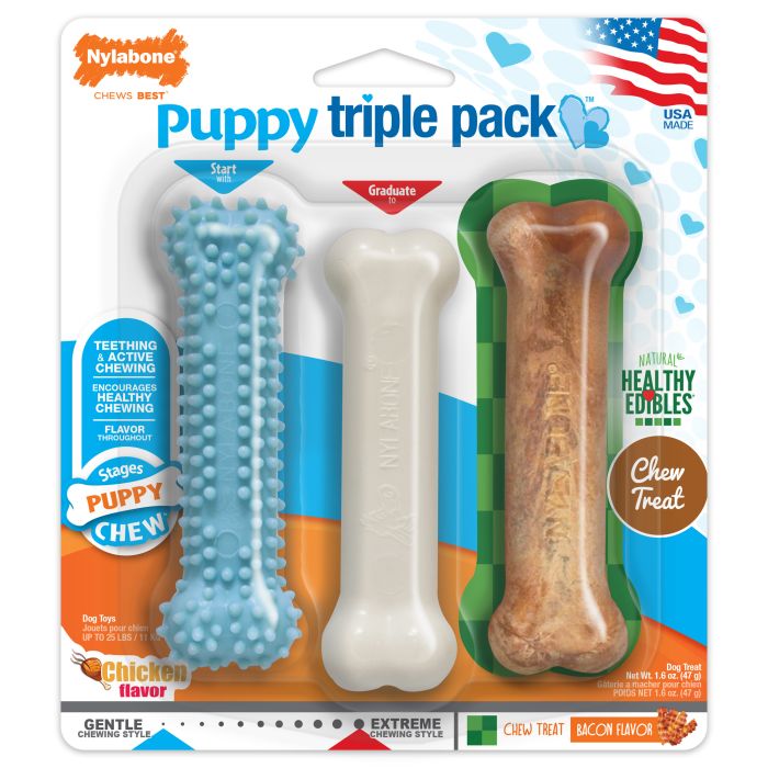 Nylabone Puppy Triple Blue Pack