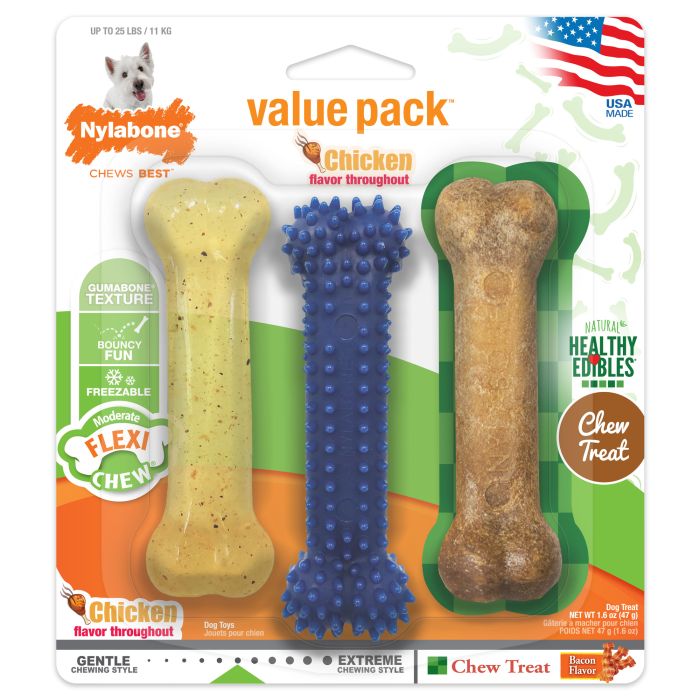 Nylabone Small Dog Flexi Variety Pack 3 Pack 47G