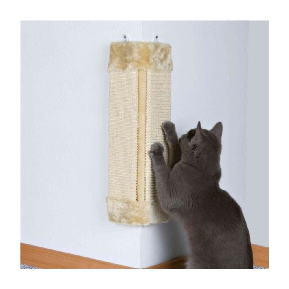 Scratching Board for Corners Sisal/Plush with Catnip 23 x 49CM Natural/Beige