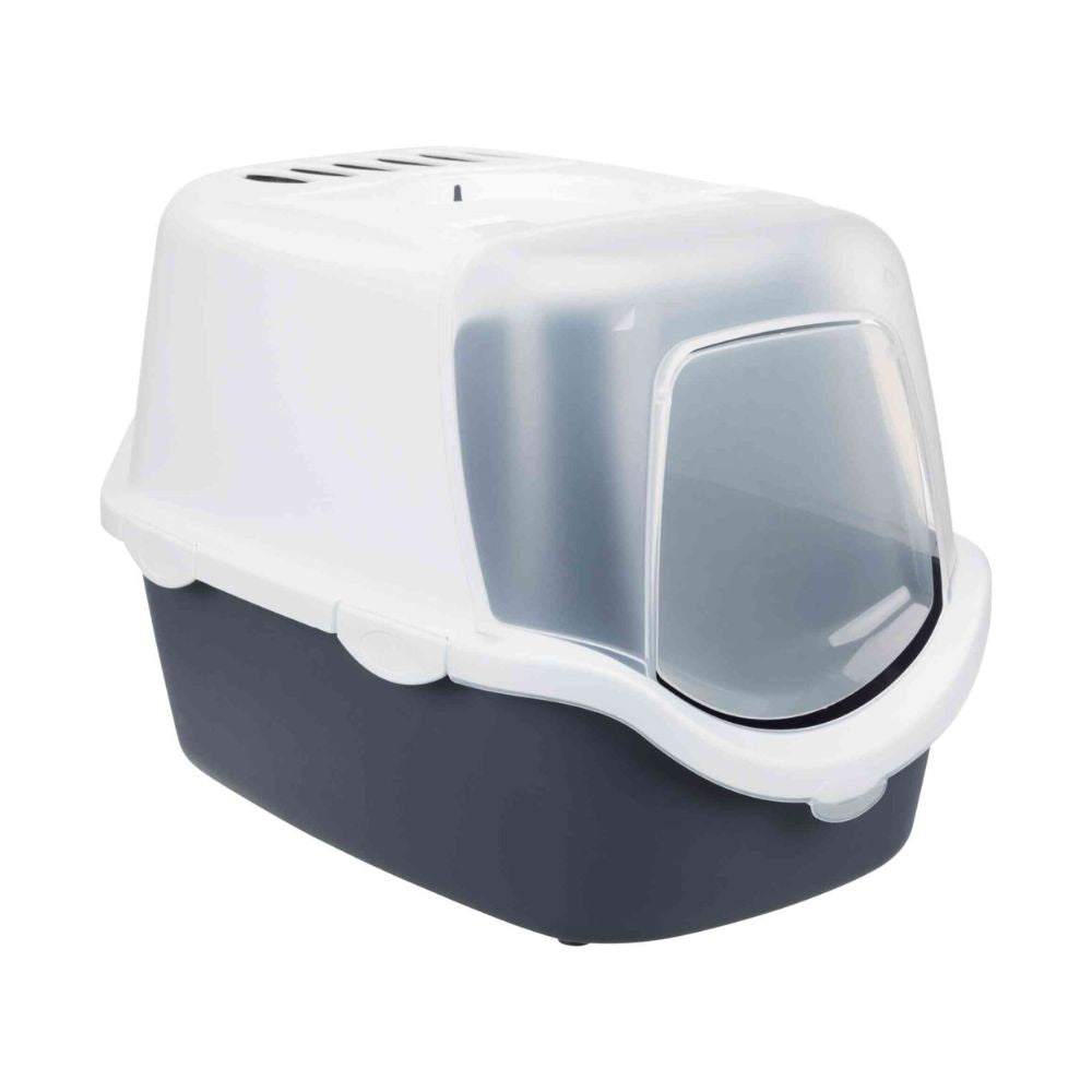 Vico Open Top Litter Tray with Hood 40 x 40 x 56CM Blue-Grey/White