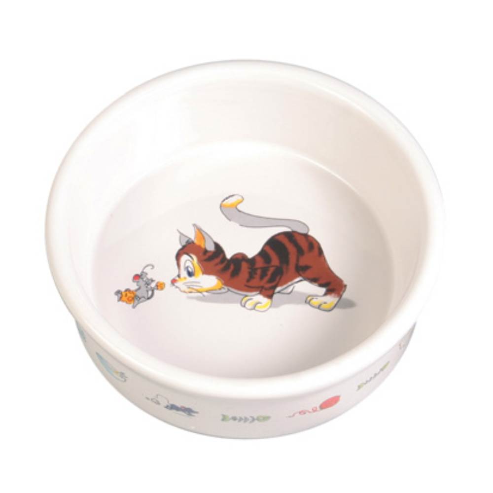Bowl Cat n Mouse Ceramic 0.2L / 12CM White