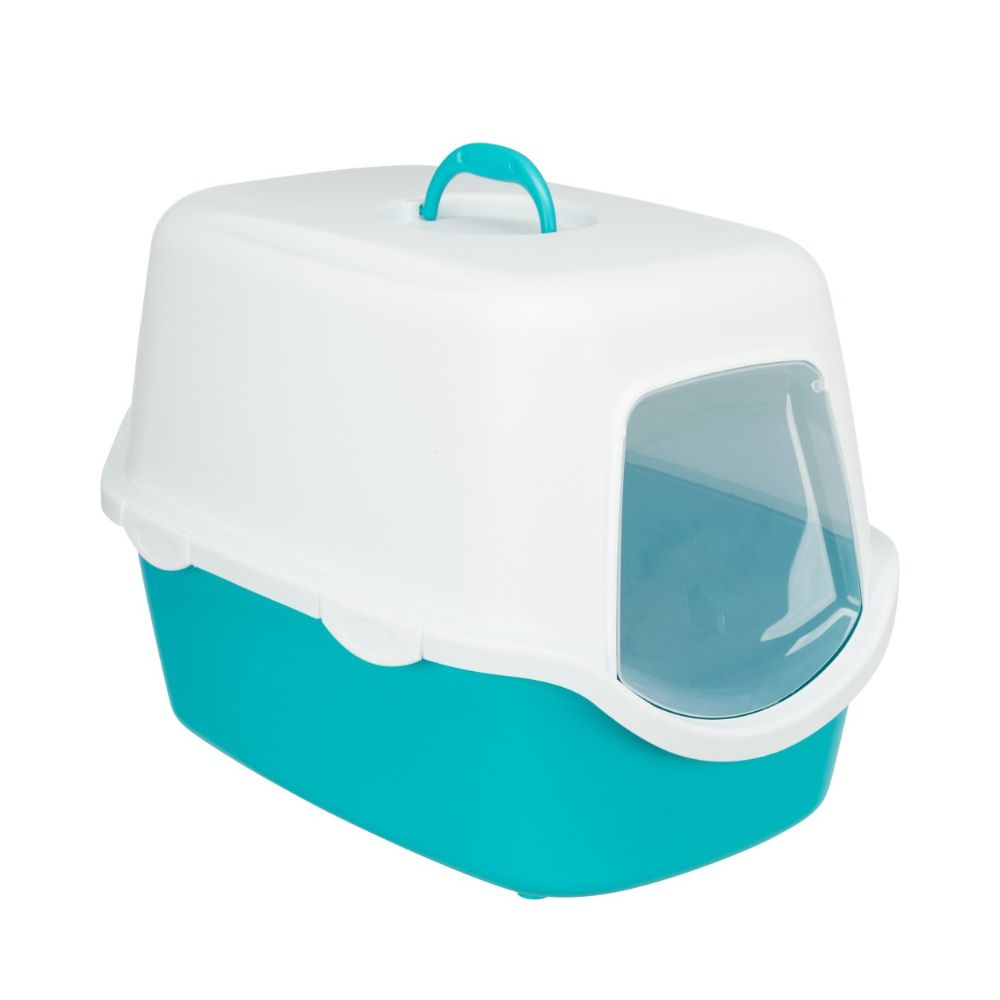 Vico Cat Litter Tray with Hood 40 x 40 x 56CM Turquoise/ White