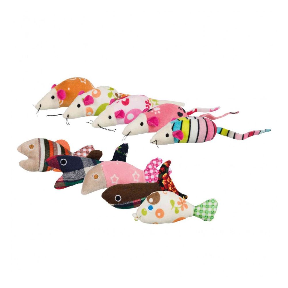 Mouse/Fish Plush Catnip Toys 9–12CM (42PK)