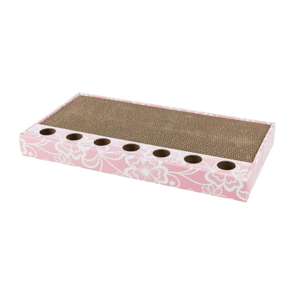 Scratching Cardboard with Balls and Catnip Pink