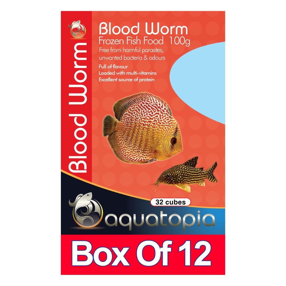 Aquatopia Frozen Blood Worms 100G Box of 12 Packs