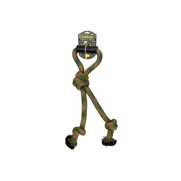 Dog rope toy with knotted design on a white background