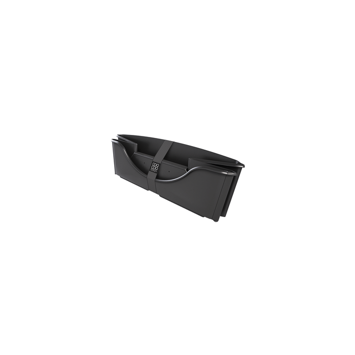 Black plastic strip on a white background